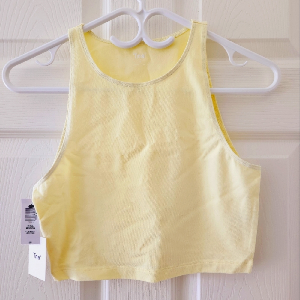 Aritzia Cropped Tank Top Yellow, Size S Women, NWT, Chill Mission Style